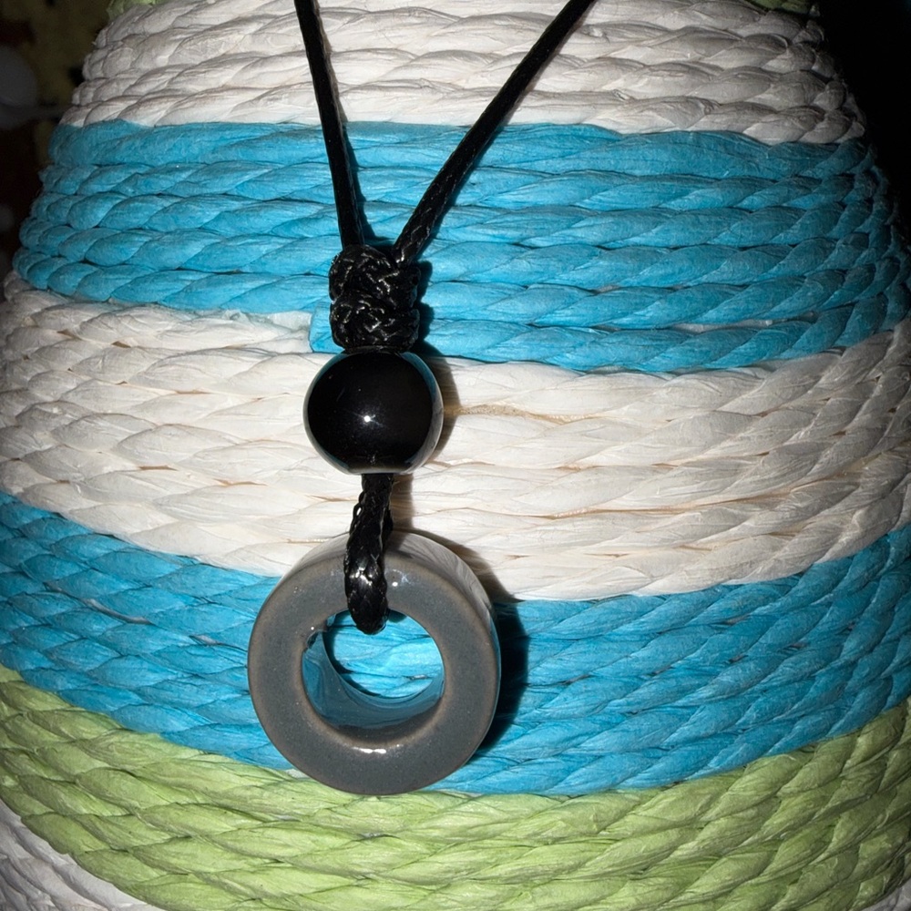 Black and Gray pull tie Necklace